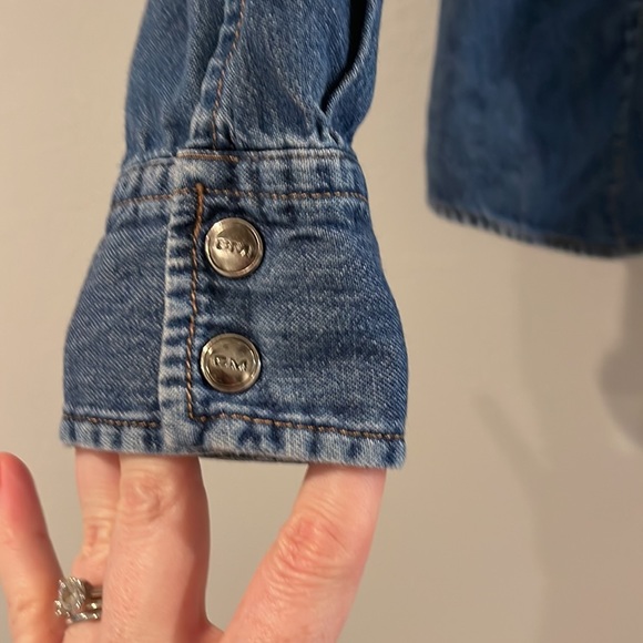 Club Monaco cotton denim snap western top - Picture 3 of 7